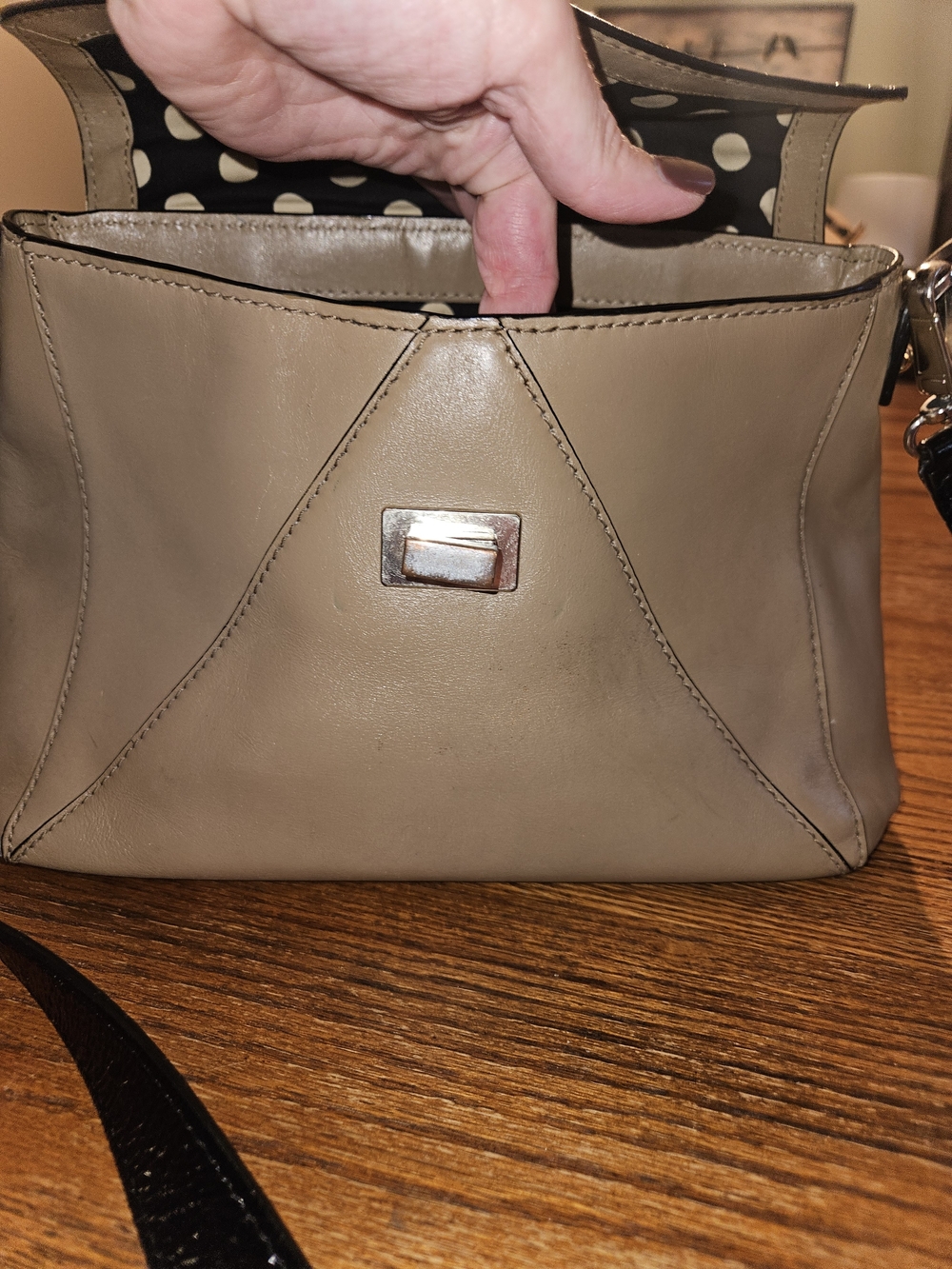 kate spade Two-Tone Black Patent and Beige Satchel - Picture 11 of 16